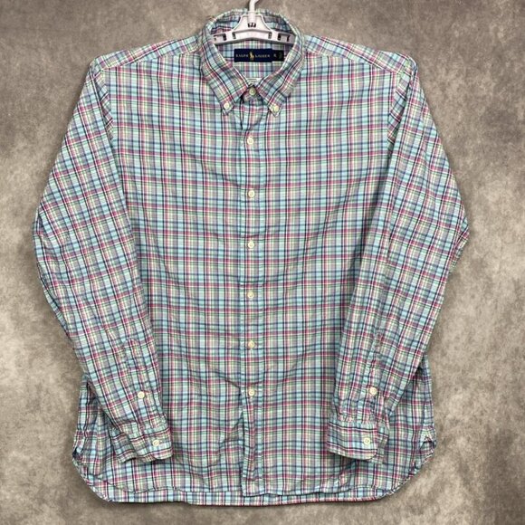 Ralph Lauren Button Down Shirt Mens XL Pastel Plaid L/S Casual Preppy - Picture 2 of 10